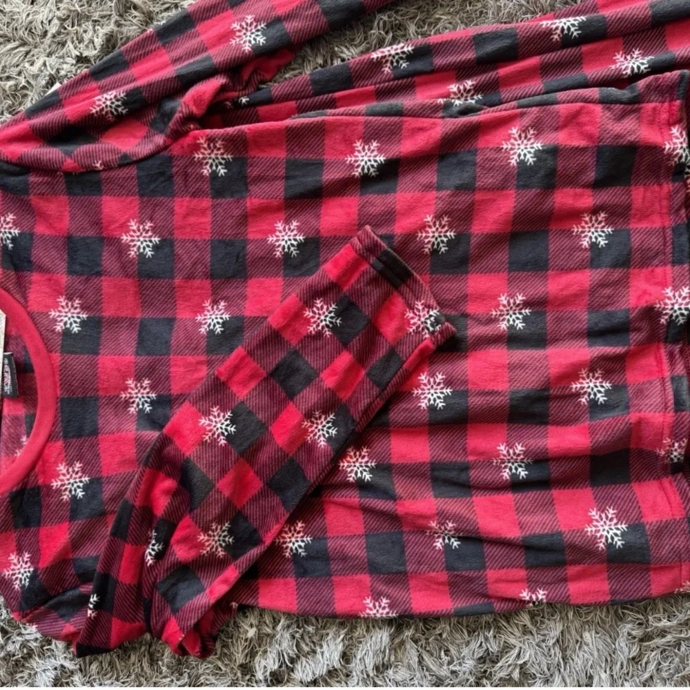 Unisex Kids 10/12 Christmas Pajamas Set | Plaid Snowflake | Family Matching